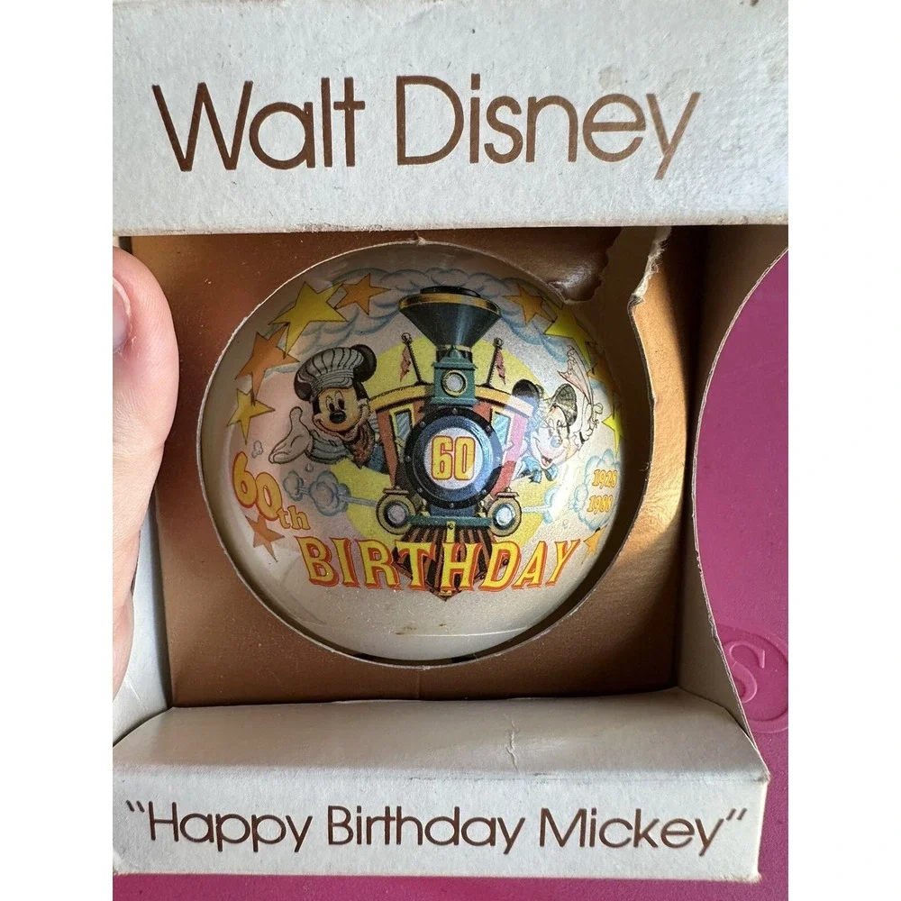 Vintage Disney Happy‎ 60th Birthday Mickey  Christmas Ornament   1988 Schmid
